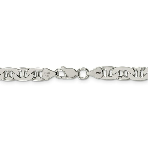 Sterling Silver Polished Solid 6.5mm Figaro Anchor Chain Necklace With Lobster Clasp Length 24 Inch 